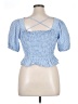 Louna 100% Cotton Blue Short Sleeve Blouse Size XL - photo 2