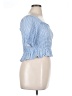 Louna 100% Cotton Blue Short Sleeve Blouse Size XL - photo 4