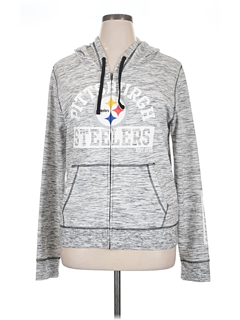 Pre-owned Nfl Zip Up Hoodie In Gray