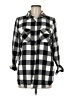 E. Luna 100% Polyester Checkered-gingham Gray 3/4 Sleeve Blouse Size M - photo 1