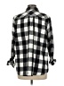 E. Luna 100% Polyester Checkered-gingham Gray 3/4 Sleeve Blouse Size M - photo 2