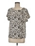 Shein 100% Polyester Animal Print Tan Short Sleeve Blouse Size 6 - photo 1