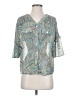 Ellen Tracy 100% Polyester Print Teal Short Sleeve Blouse Size S - photo 1