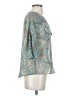 Ellen Tracy 100% Polyester Print Teal Short Sleeve Blouse Size S - photo 4