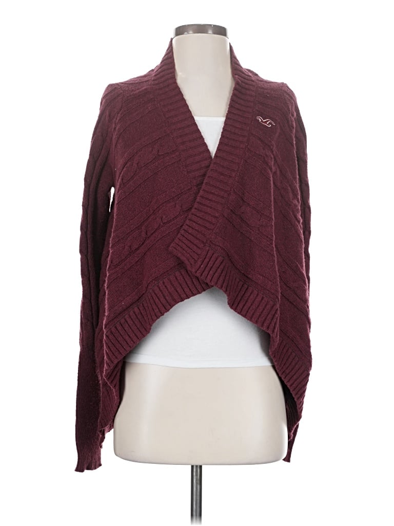 Pre-owned Hollister Cardigan Sweater In Burgundy