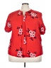 Kindred 100% Polyester Floral Red Short Sleeve Blouse Size 3X - photo 1