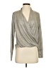 Ariella Metallic Silver Long Sleeve Top Size S - photo 1