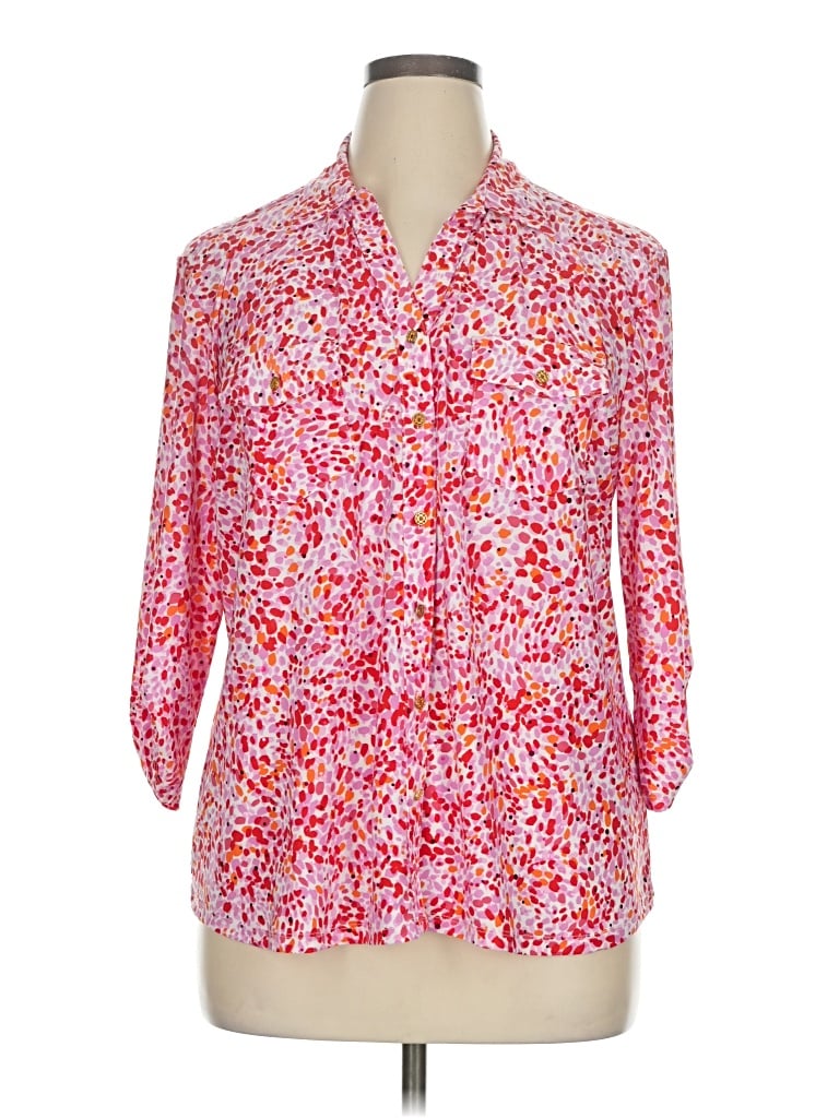 Pre-owned Emily Daniels 3/4 Sleeve Blouse In Pink