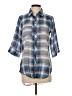 Soft Surroundings Plaid Blue 3/4 Sleeve Blouse Size XS - photo 1