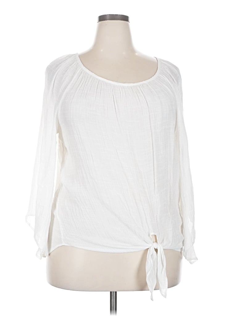 Pre-owned I.n. Studio Long Sleeve Blouse In White