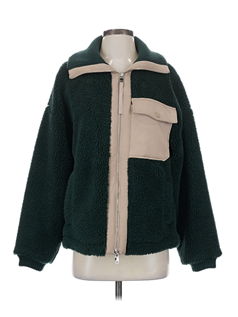 Pre-owned Varley Faux Fur Jacket In Green