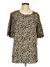 Shein Animal Print Tan Short Sleeve Blouse Size 12 - photo 1