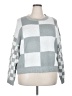 Unbranded 100% Acrylic Checkered-gingham Silver Gray Pullover Sweater Size 2X - photo 1