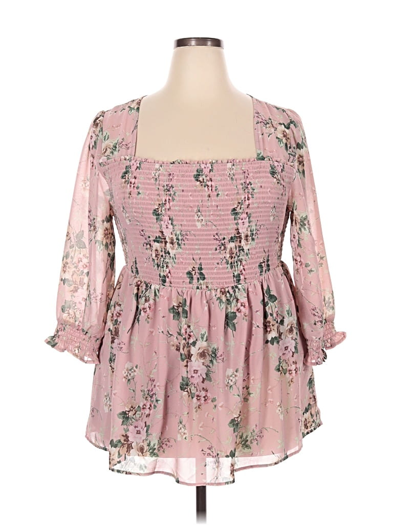 Pre-owned Torrid 3/4 Sleeve Blouse In Pink