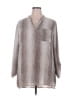 NY Collection 100% Polyester Animal Print Silver Long Sleeve Blouse Size 3X - photo 1