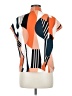 Shein Color Block Orange Short Sleeve Blouse Size 6 - photo 2