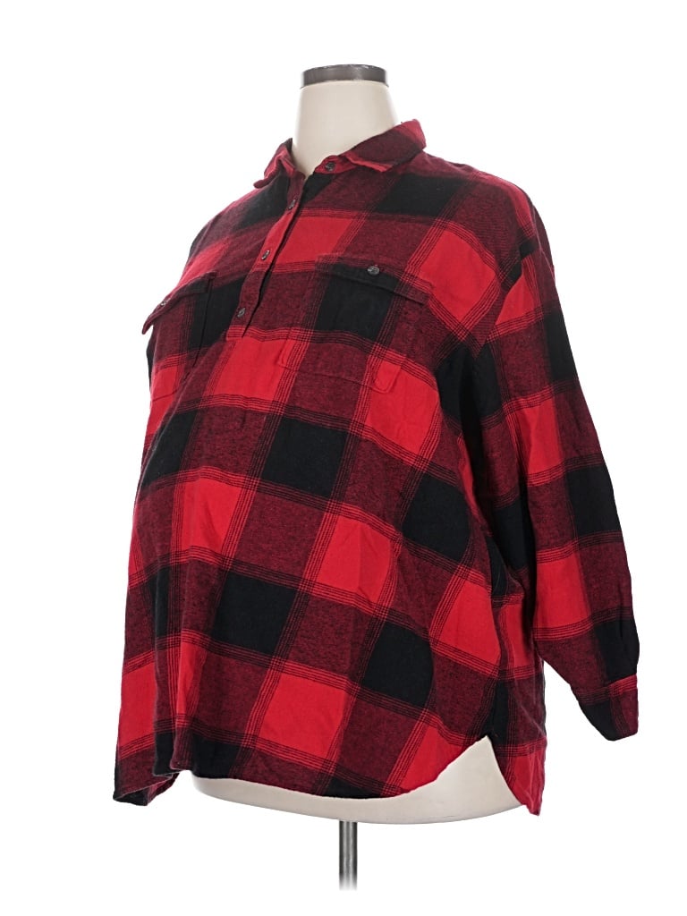 Pre-owned Old Navy - Maternity 3/4 Sleeve Button Down Shirt In Red