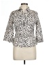 Alfani Animal Print Ivory 3/4 Sleeve Button-Down Shirt Size 12 (petite) - photo 1