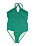 Unbranded Chevron-herringbone Green One Piece Swimsuit Size L (estimated) - photo 1