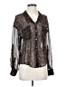 Free People 100% Polyester Animal Print Brown Black Long Sleeve Blouse Size XS - photo 1