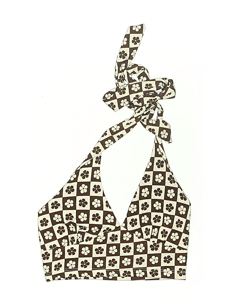 Pre-owned Rsq Swimsuit Top Brown Print Pattern Swimwear