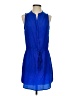 Aqua 100% Polyester Solid Blue Casual Dress Size S - photo 1