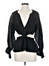 Something Navy Black Long Sleeve Blouse Size S - photo 1