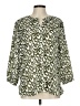 Jachs Girlfriend 100% Polyester Animal Print Green 3/4 Sleeve Blouse Size L - photo 1