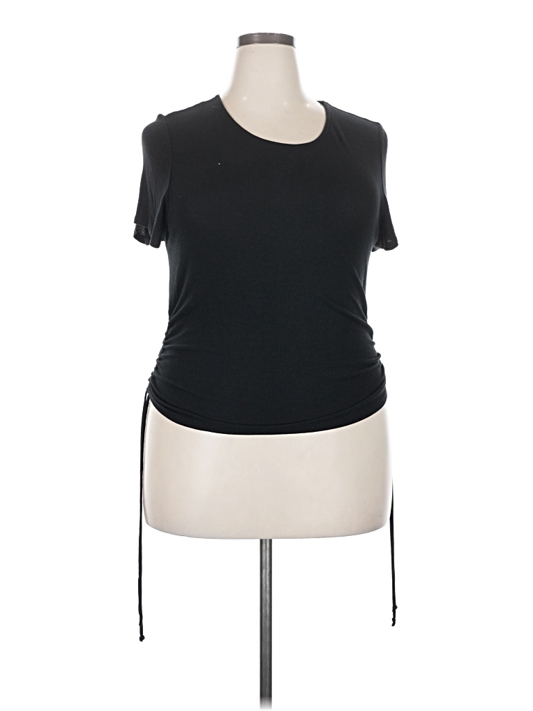 Pre-owned American Eagle Outfitters Short Sleeve Top Black Keyhole Neckline Tops