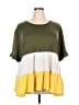 Nemidor 100% Polyester Color Block Green Short Sleeve Top Size 4X - photo 1
