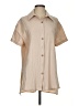 Salanta 100% Polyester Color Block Tan Short Sleeve Blouse Size 2 - photo 1