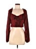 Shein 100% Polyester Burgundy Long Sleeve Blouse Size 6 - photo 1