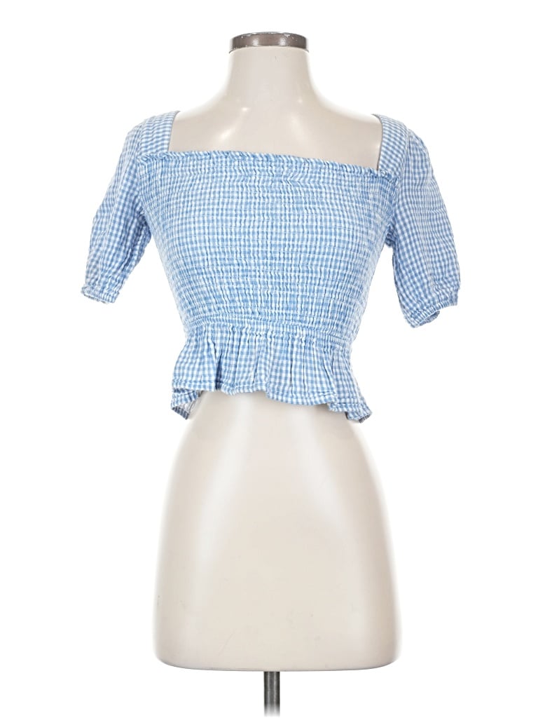 Pre-owned Louna Short Sleeve Blouse In Blue