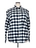 Amazon Essentials 100% Cotton Checkered-gingham Blue 3/4 Sleeve Button-Down Shirt Size XXL - photo 1