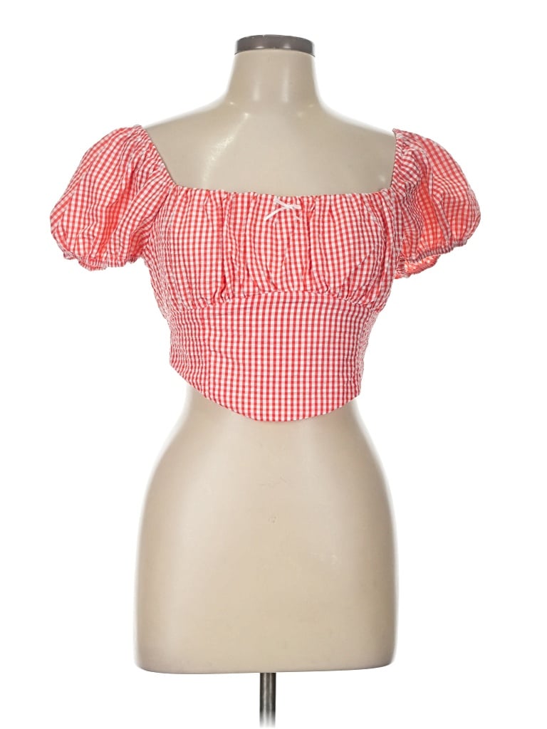 Pre-owned Originality Short Sleeve Blouse In Red