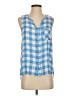 Fever 100% Rayon Blue Sleeveless Button-Down Shirt Size S - photo 1