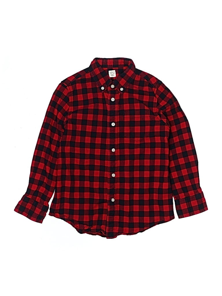 Pre-owned Crewcuts Kids' Long Sleeve Button Down Shirt In Red
