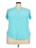 Torrid 100% Rayon Teal Short Sleeve Blouse Size 2X Plus (2) - photo 1