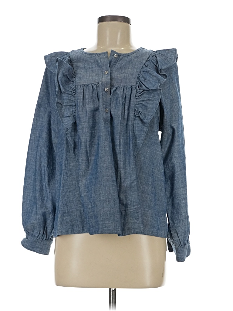 Pre-owned Jcrew Long Sleeve Blouse In Blue