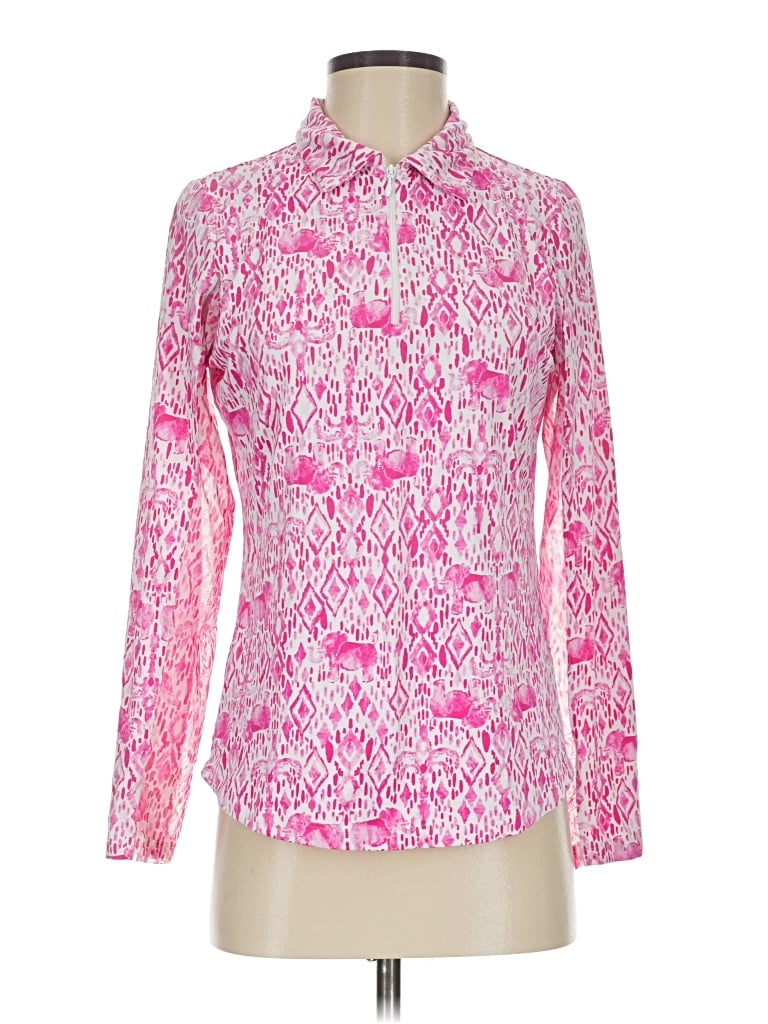 Pre-owned Ibkul Long Sleeve Button Down Shirt In Pink