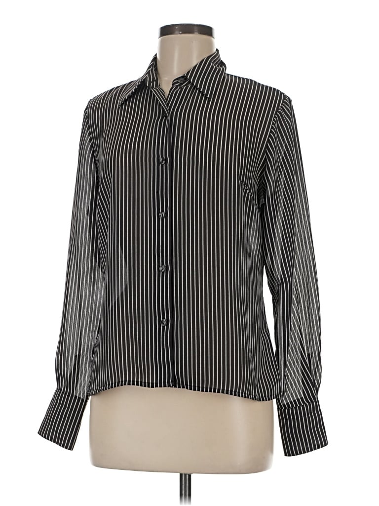 Pre-owned Apostrophe Long Sleeve Blouse In Black