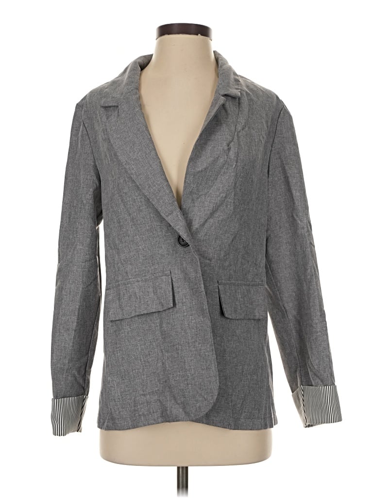 Pre-owned Shein Blazer Jacket In Gray