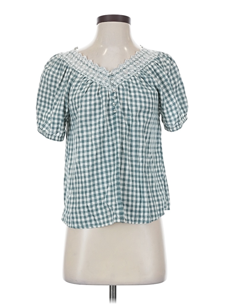 Pre-owned Madewell Short Sleeve Blouse In Blue