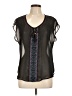 Maurices 100% Polyester Black Short Sleeve Blouse Size L - photo 1