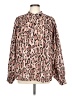 Unbranded 100% Polyester Animal Print Pink Tan Long Sleeve Blouse Size L - photo 1