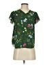 Ann Taylor 100% Polyester Floral Green Short Sleeve Blouse Size XXS - photo 1