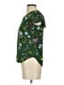 Ann Taylor 100% Polyester Floral Green Short Sleeve Blouse Size XXS - photo 5