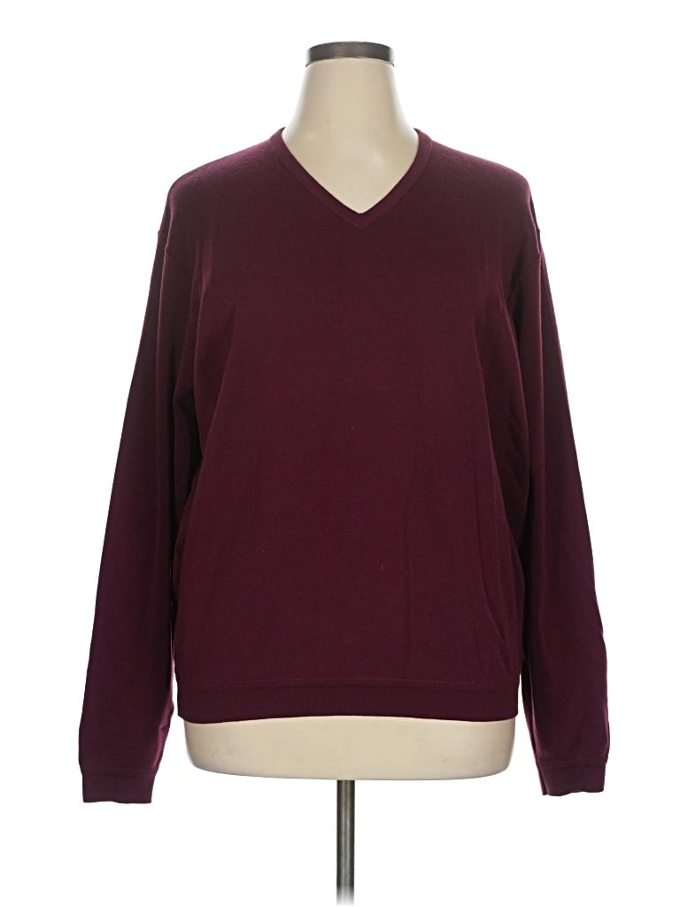 Pre-owned Assorted Brands Wool Pullover Sweater In Burgundy