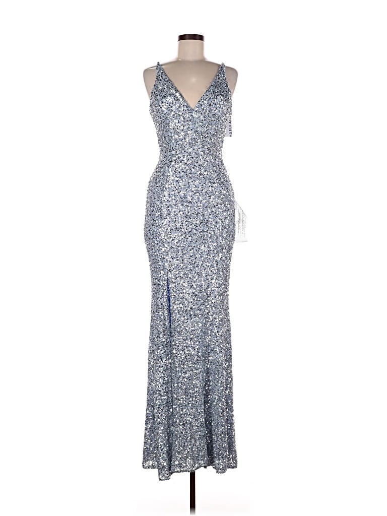 Pre-owned Dress The Population Cocktail Dress In Silver