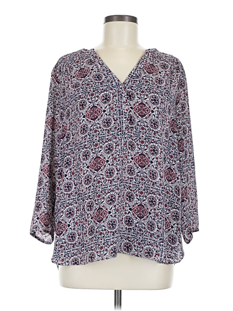 Pre-owned Nydj 3/4 Sleeve Blouse In Blue